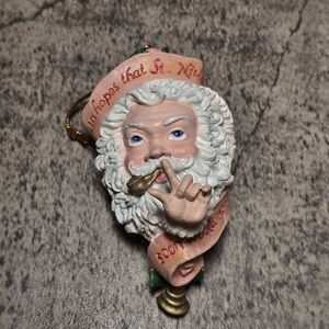Vtg Twas Night Before Christmas Paper Mache Santa Ornament Folk Art NIB Papel